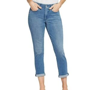 NYDJ High Rise Girlfriend Hollywood Jeans Blue Stunning Stretch Women's Size 2